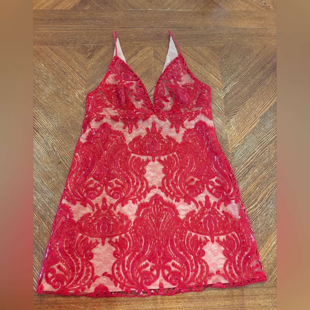 Free People Lace, Sequined Mini Slip-Dress